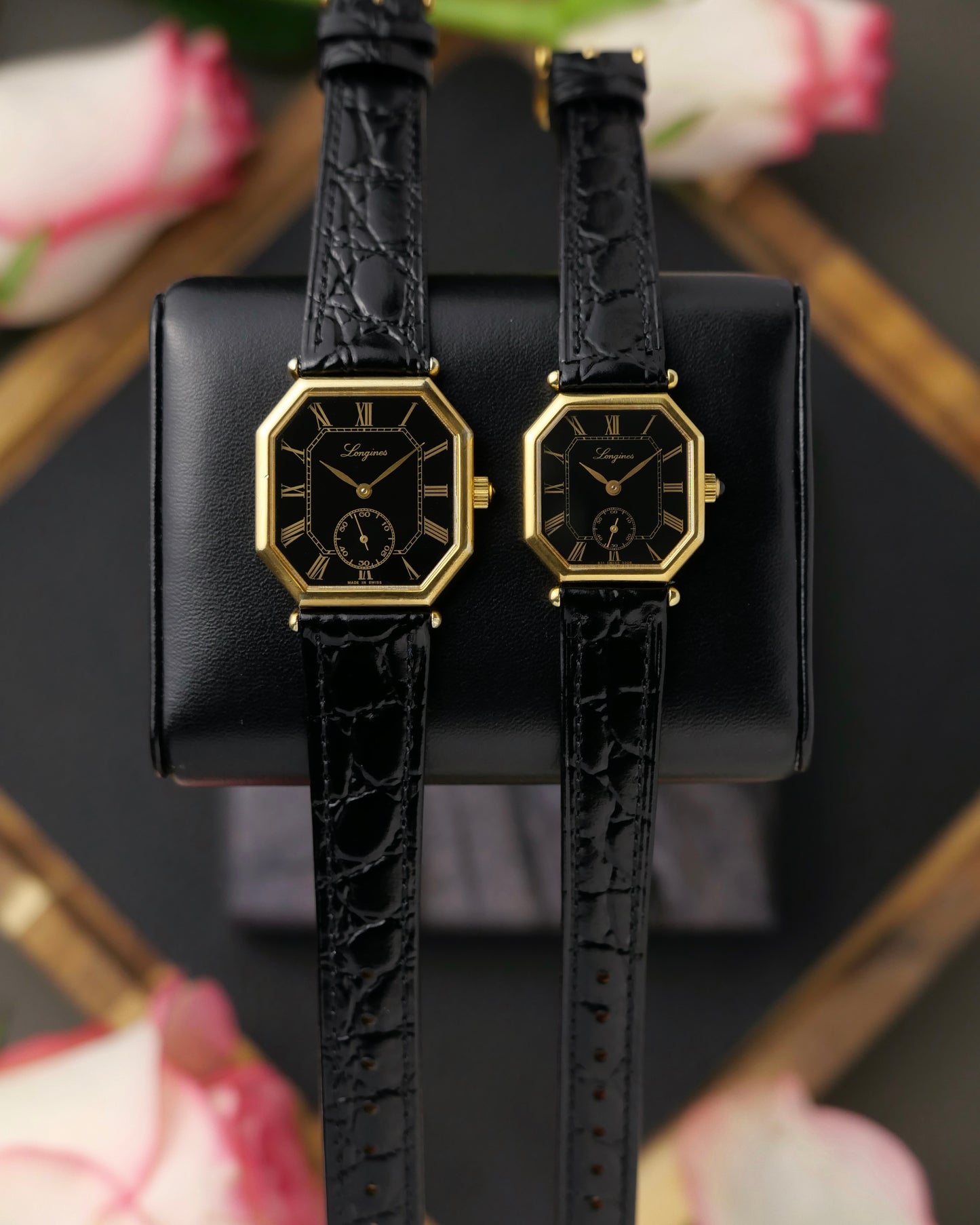 Longines “Octagon Black Gilt Roman” Ref. 3209 (circa 1980s)