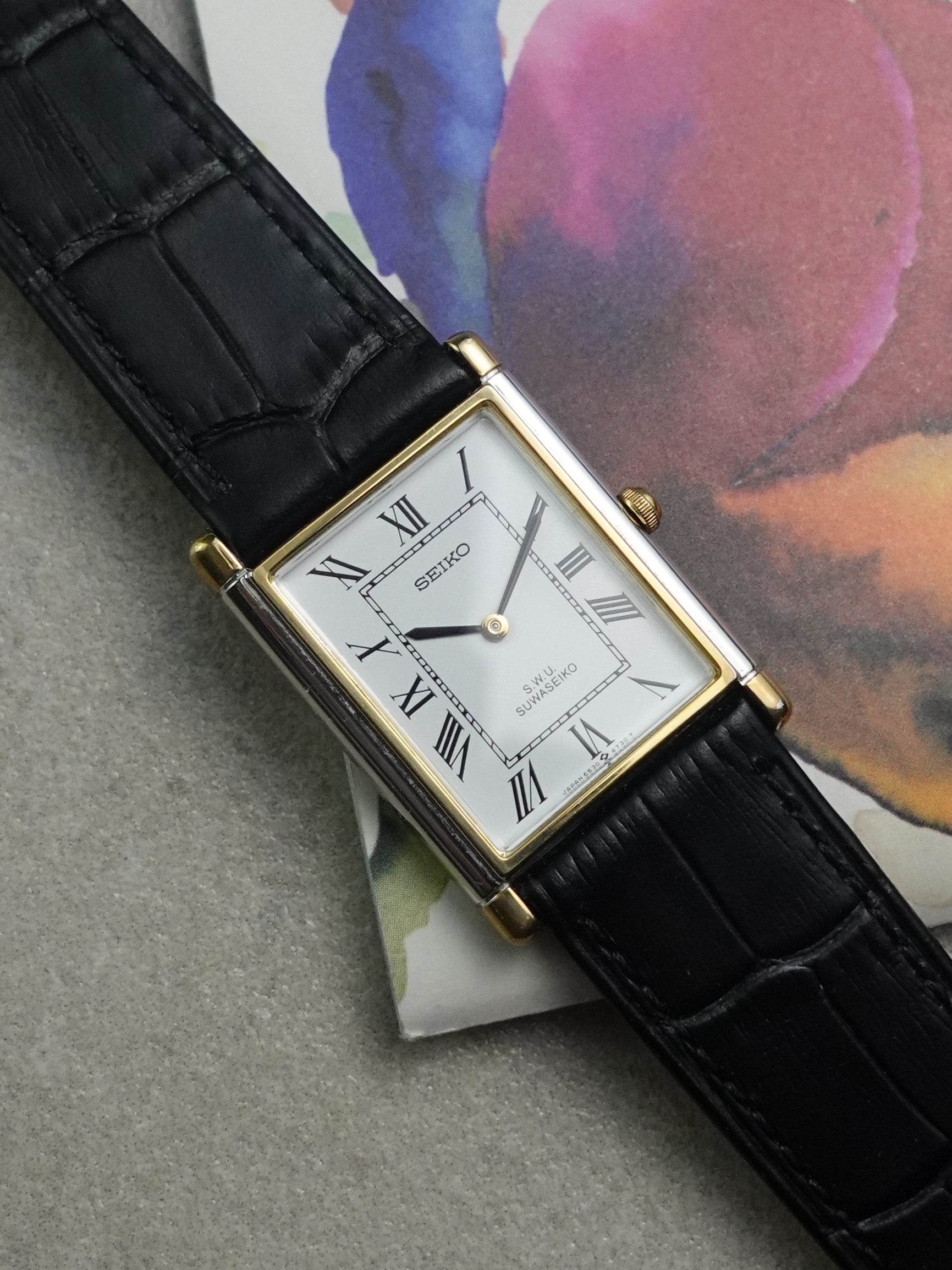 ヴィンテージ SEIKO 6530-5590 ローマン文字盤 タンク 1985年 