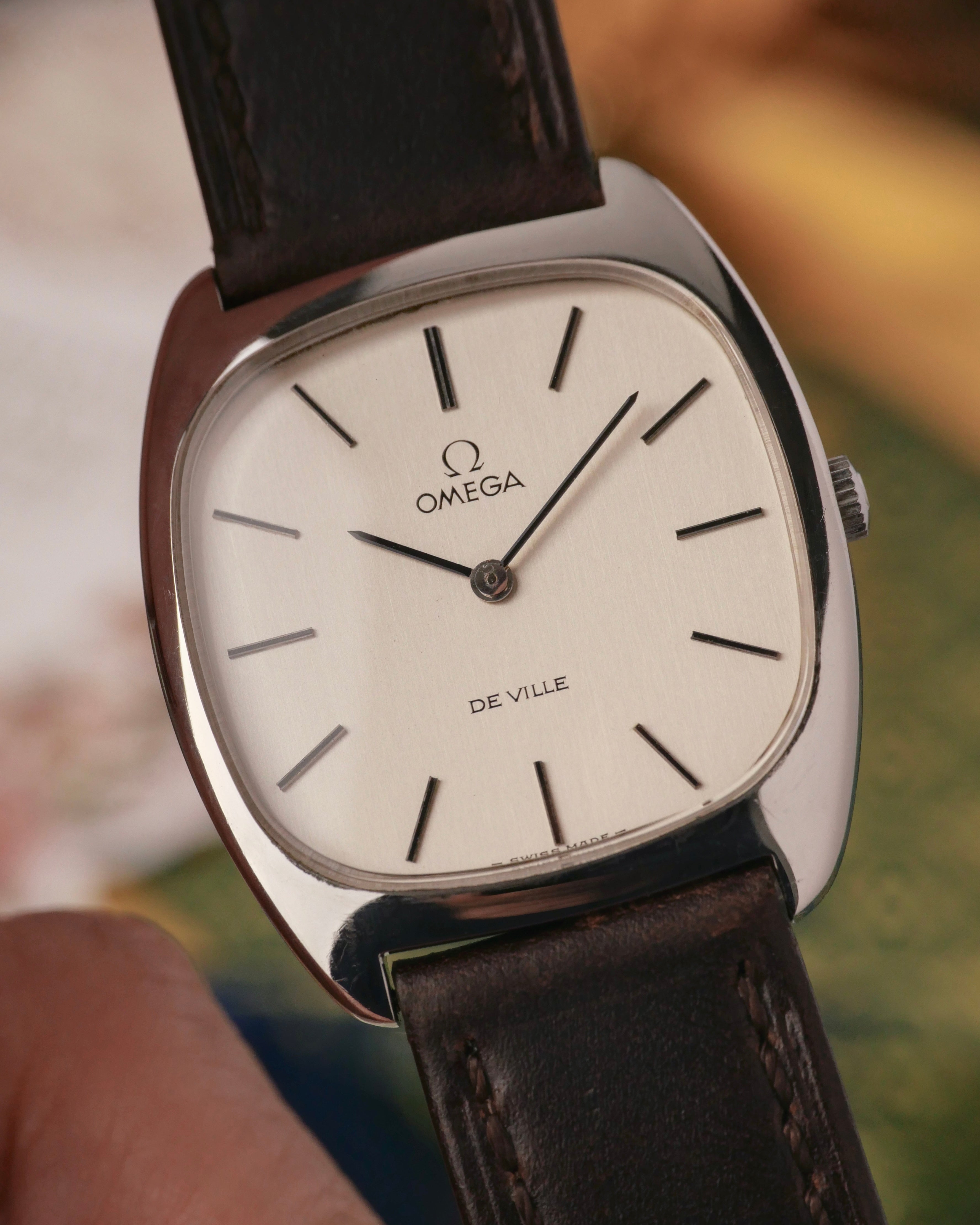 Omega De Ville “Tonneau TV” Brushed Silver Dial Ref. 111.0139
