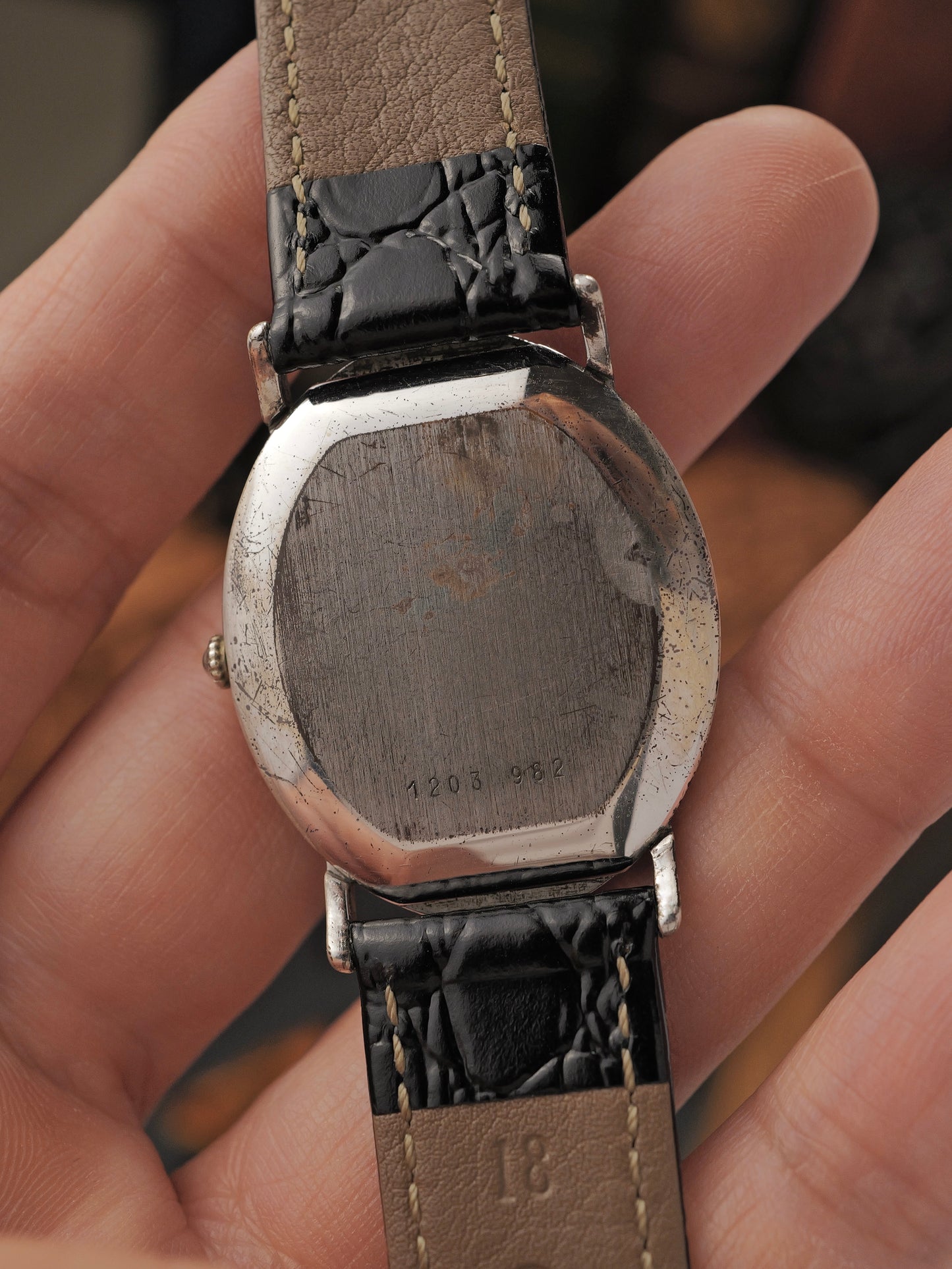 Jaeger-LeCoultre “Blue Oval Ribbon Bezel” Large 925 Sterling Silver Ref. 9035 (circa 1970s)