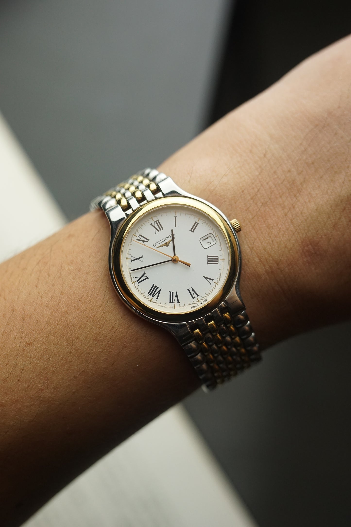 longines men bead of rice bracelet with Roman numerals