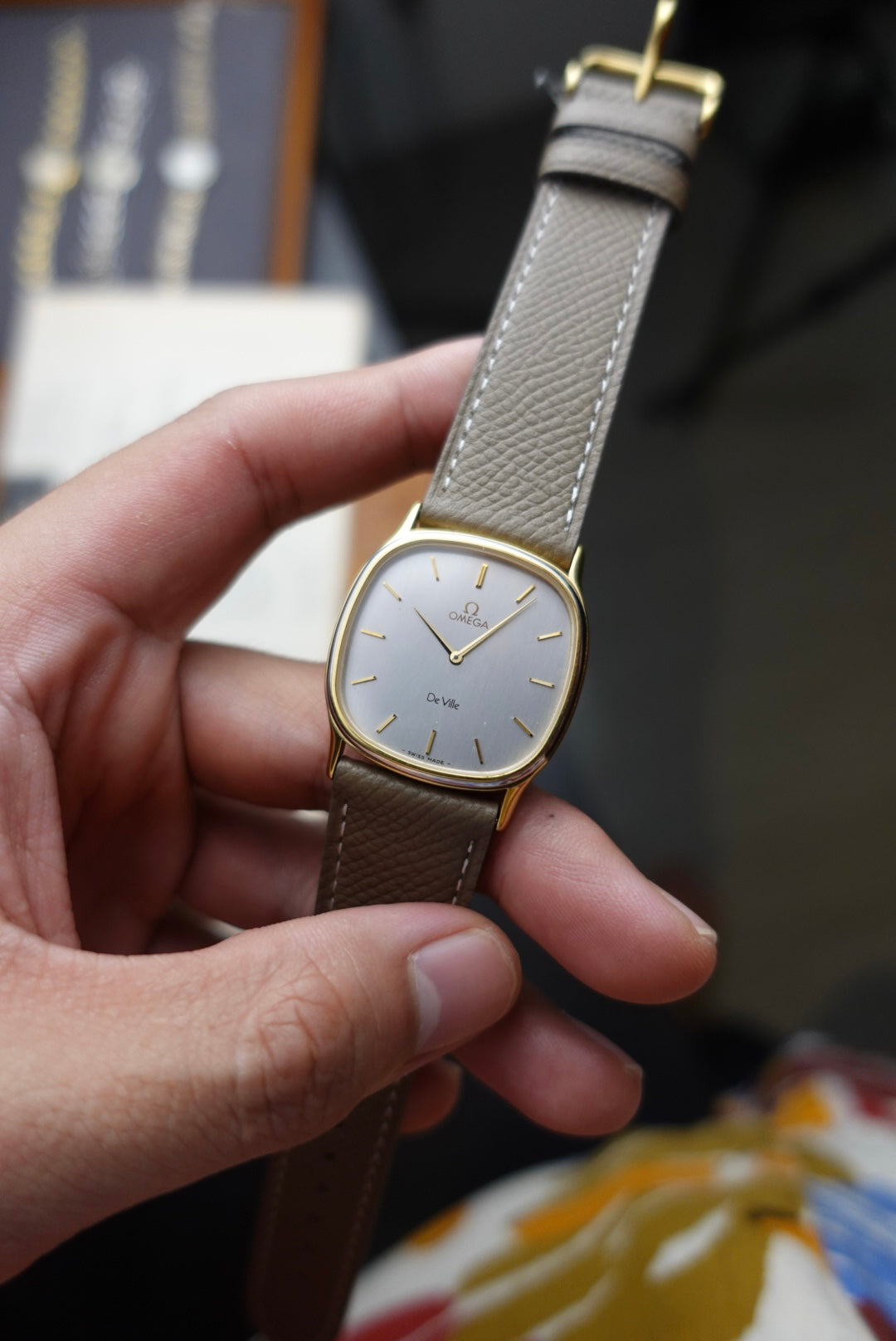 80s Omega Cushion Case brush grey dial Quartz – My First Vintage