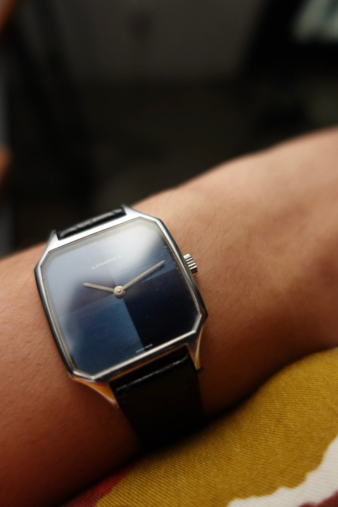 Longines sunburst blue checkered Dial Manual winding