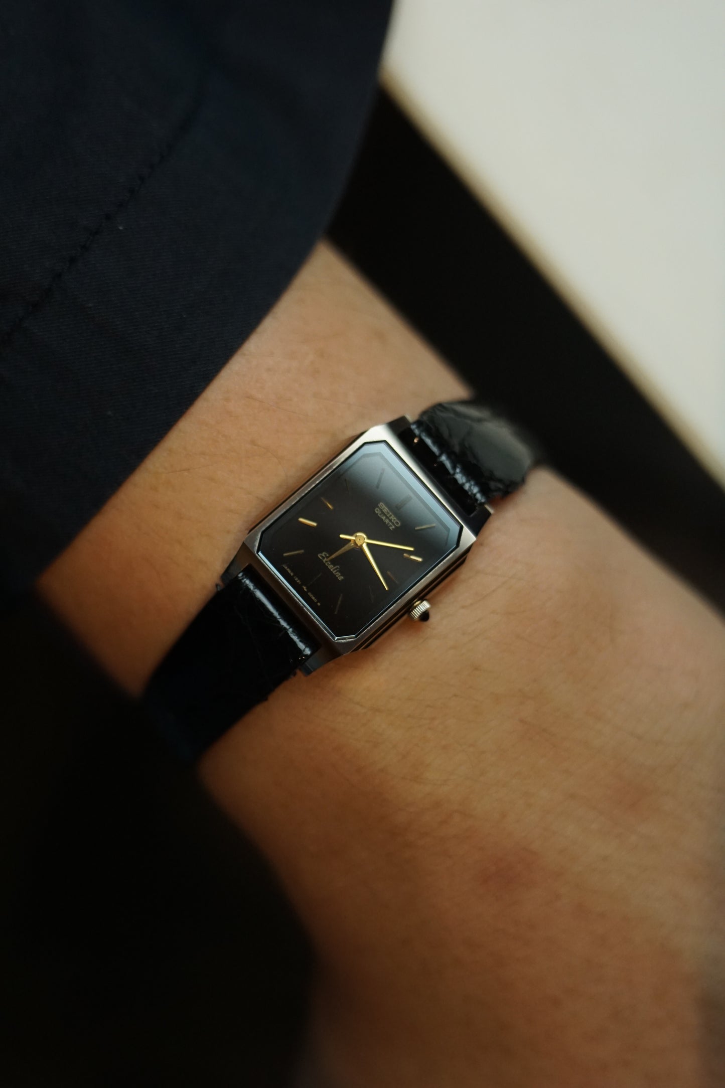 Ladies seiko Black dial ladies Exceline tank