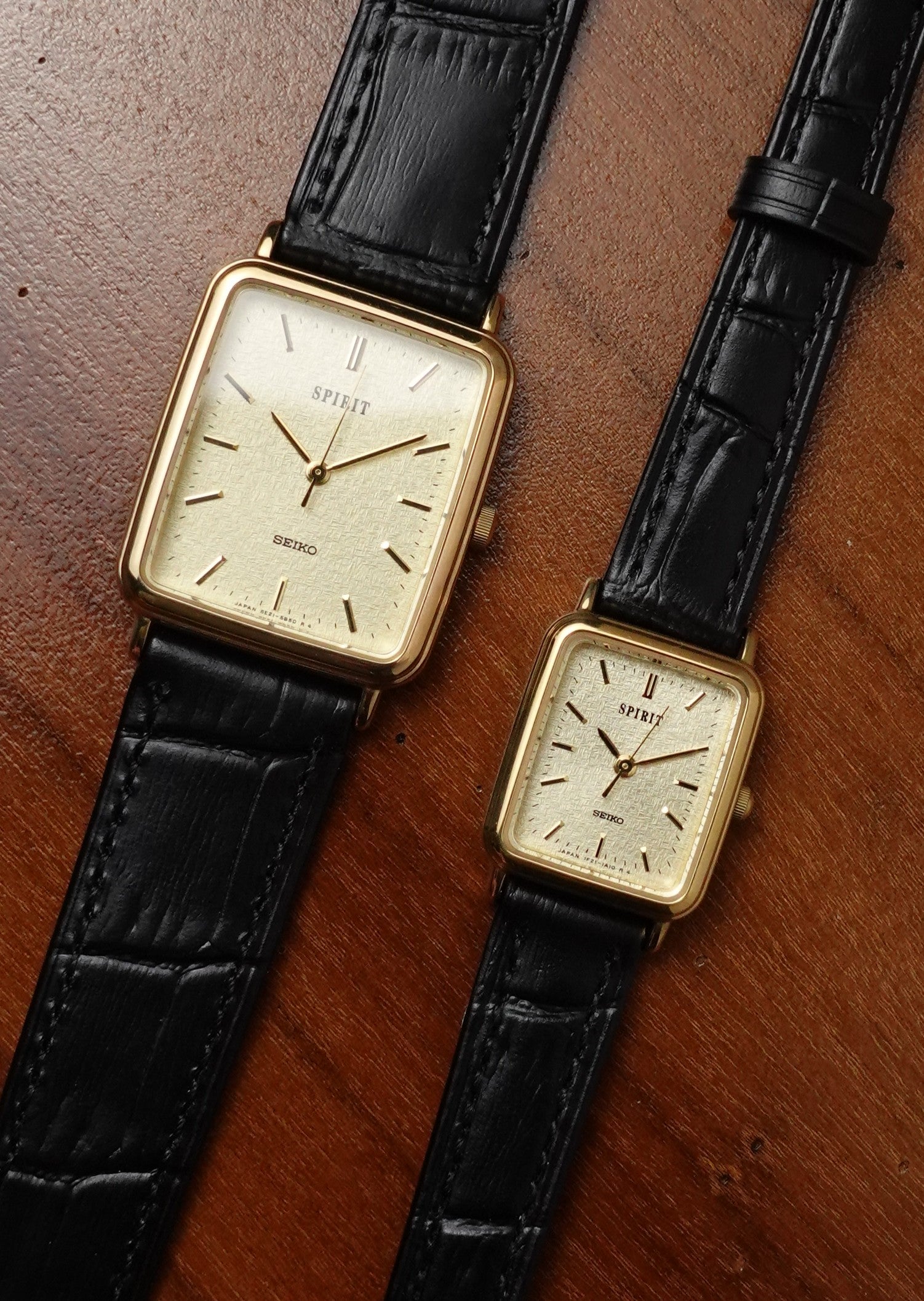 Seiko Spirit Tank Couple set 5E21-5B50 1F21-5B30 Circa.1997 Full