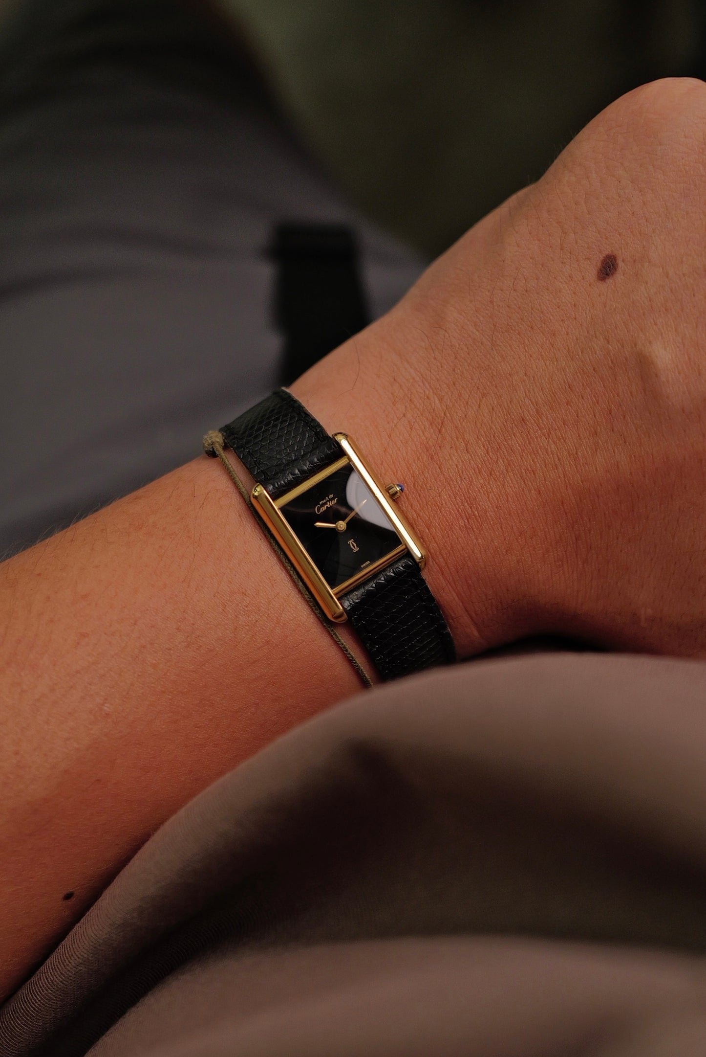 Must De Cartier Tank "Spidering Onyx " Circa. 1980s w/box