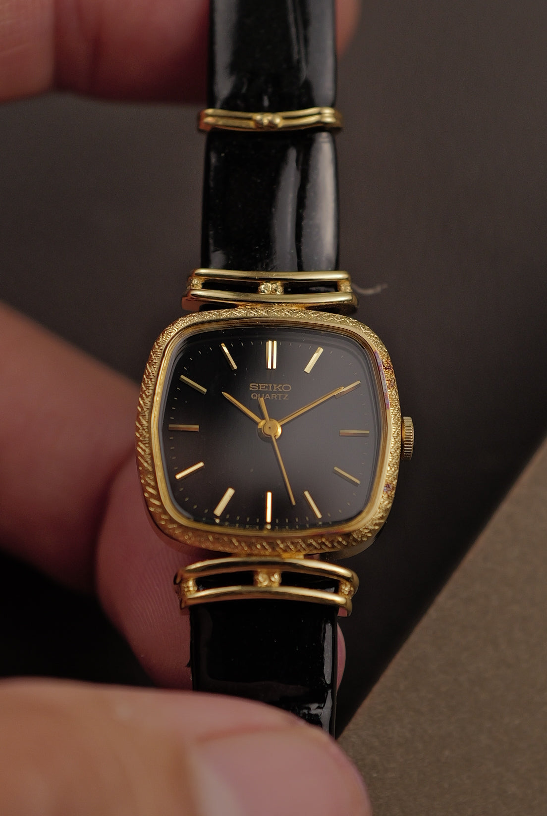 Seiko Quartz "Obsedian Black Art-deco" Circa. 1980