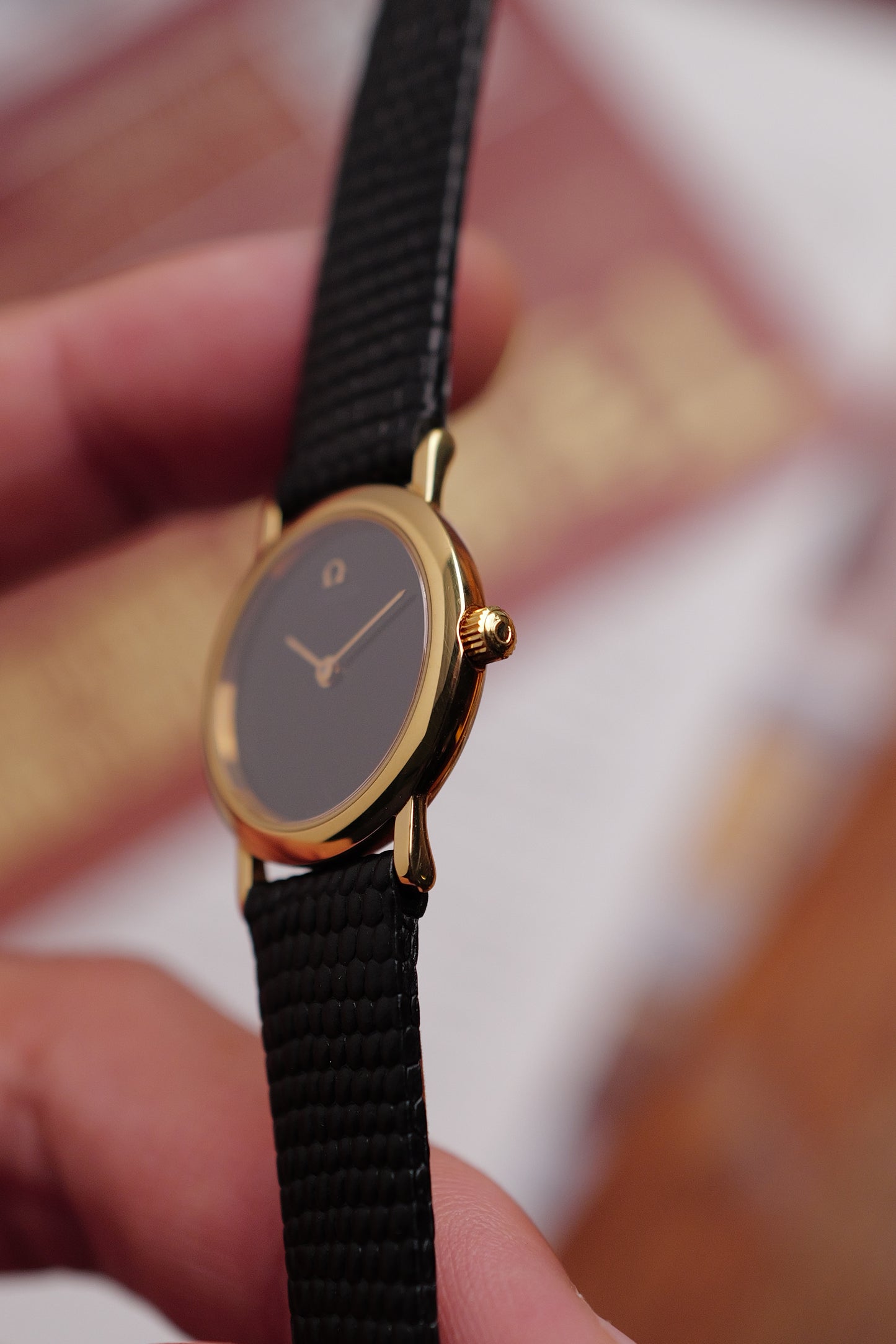 Omega De-ville "Onyx" on strap Circa. 1990s