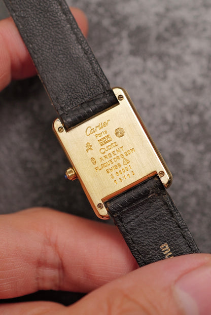 Must De Cartier Tank "Spidering Onyx " Circa. 1980s w/box