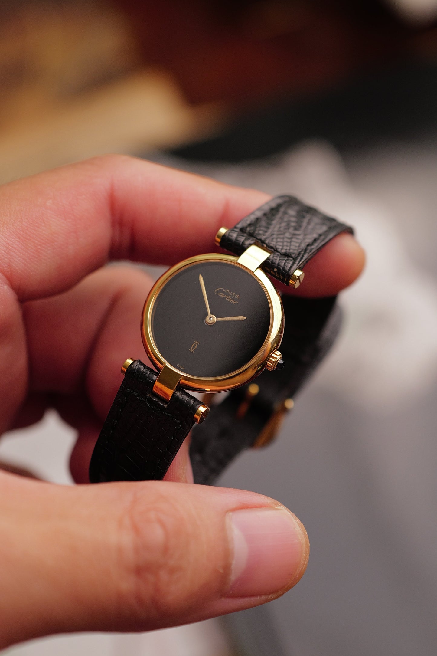 Cartier Vendome "Onyx" Lacquer SM Quartz w/ original box