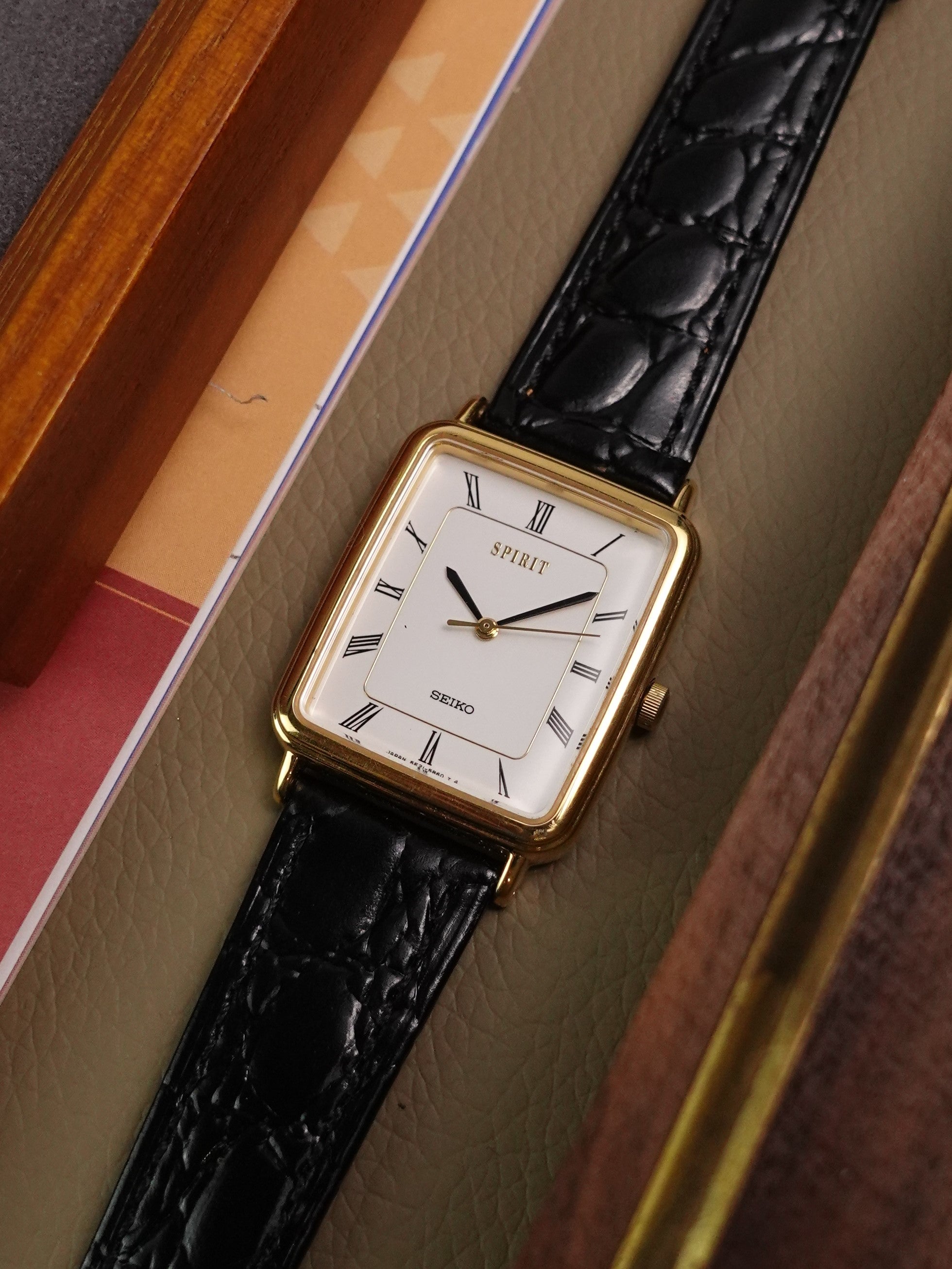 Seiko Spirit Tank Roman Numeral with Commemorative caseback 5E21