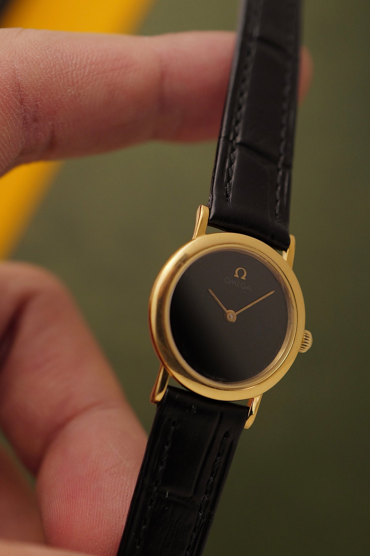 Omega De-ville "Onyx" on strap Circa. 1990s