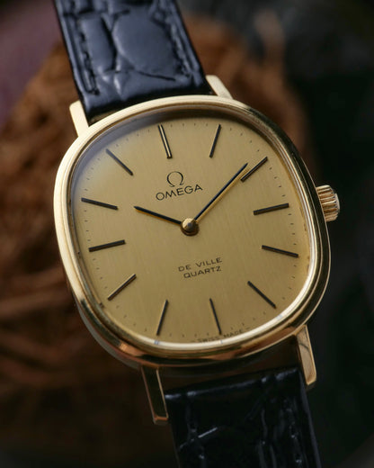 Omega De Ville “Ellipse” Brushed Golden Dial Travel Watch Ref. 191.0046 (circa 1980s)