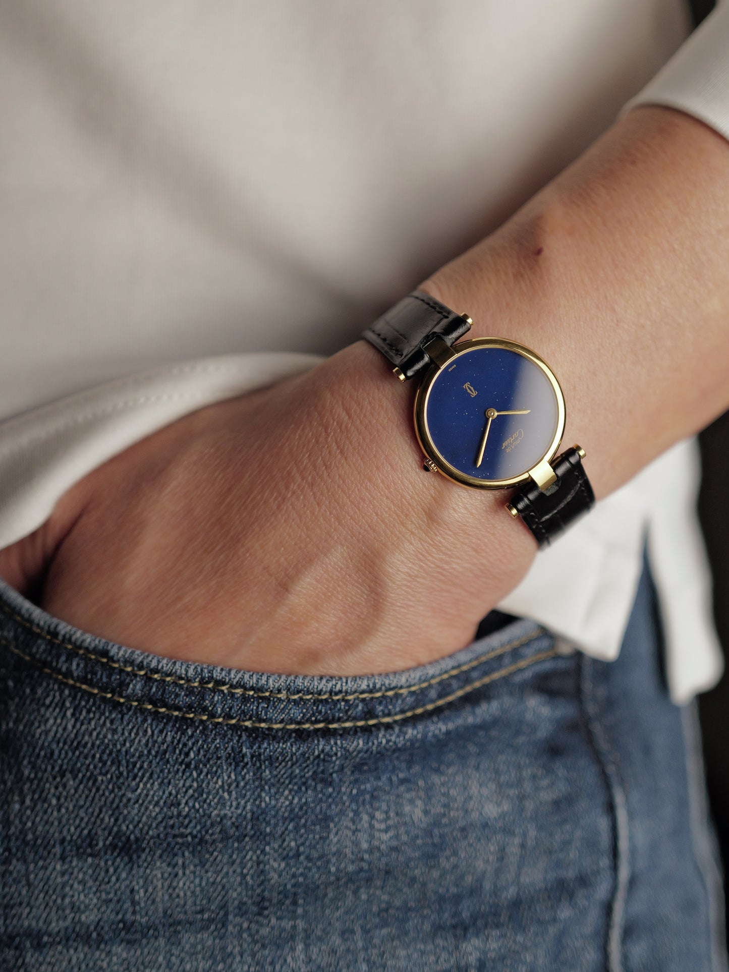 Cartier Vendôme Vermeil Blue Stardust Dial Ref. 590003 (circa 1990s)