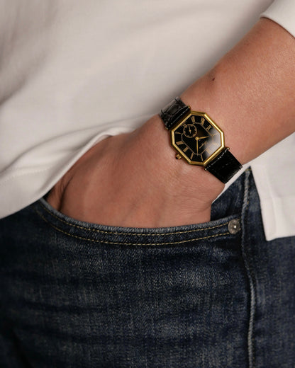 Longines “Octagon Black Gilt Roman” Ref. 3209 (circa 1980s)