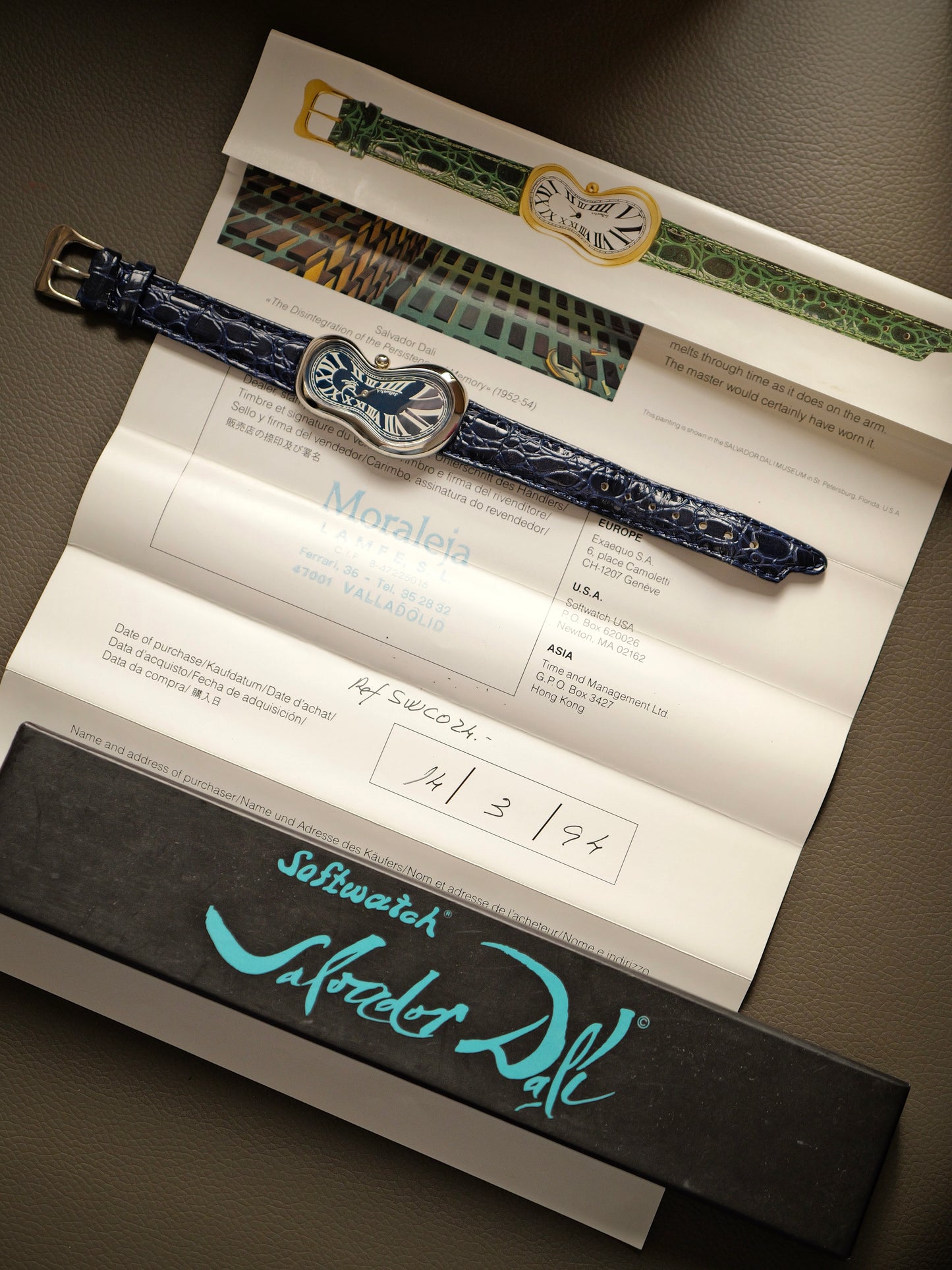 Exaequo Softwatch “Dali” 2nd Series Navy Blue Dial FULL SET Ref. 92009 (circa 1994)