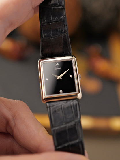 Piaget Protocole Onyx Diamond Dial 18K White Gold Ultra-Thin Ref. 9150 (Circa 1980s)