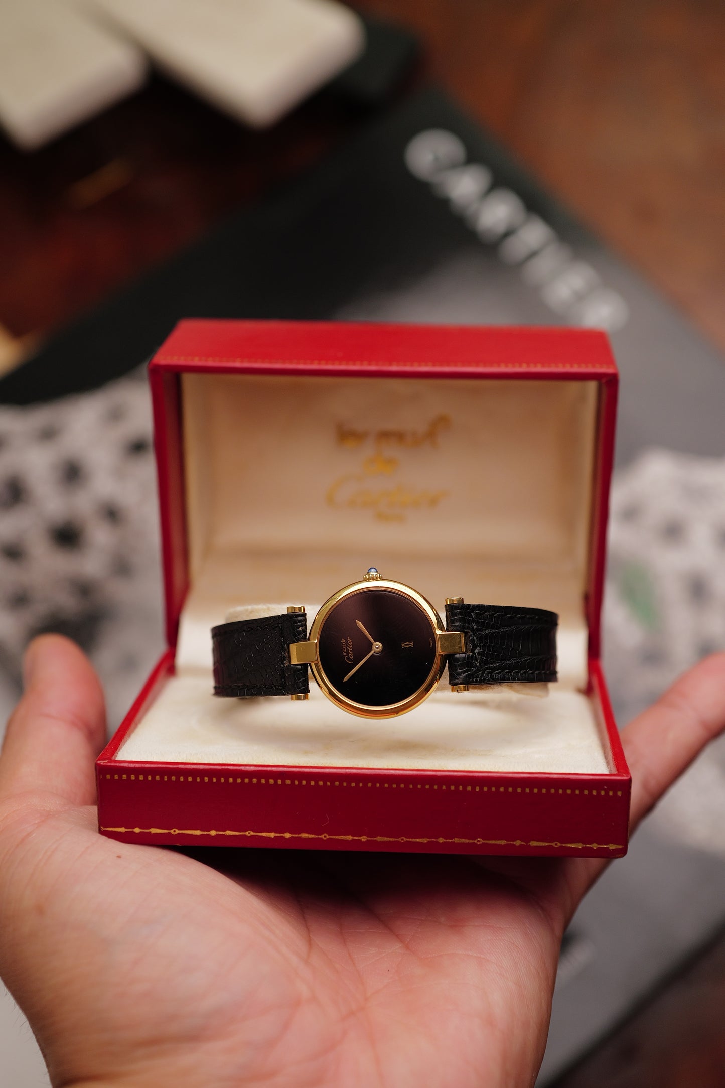 Cartier Vendome "Onyx" Lacquer SM Quartz w/ original box