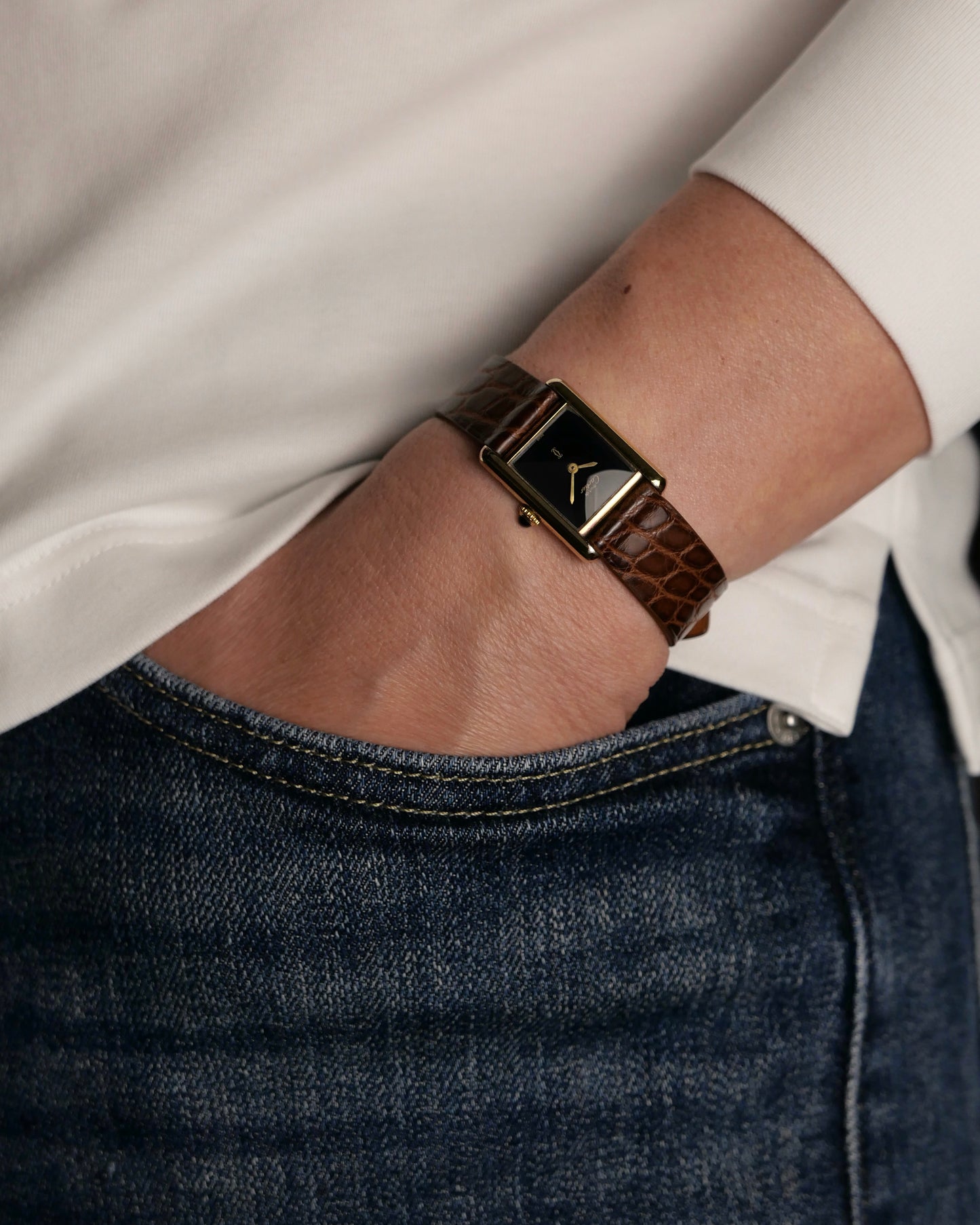 Cartier Tank Must Vermeil Plain Black SM Manual (circa 1970s)