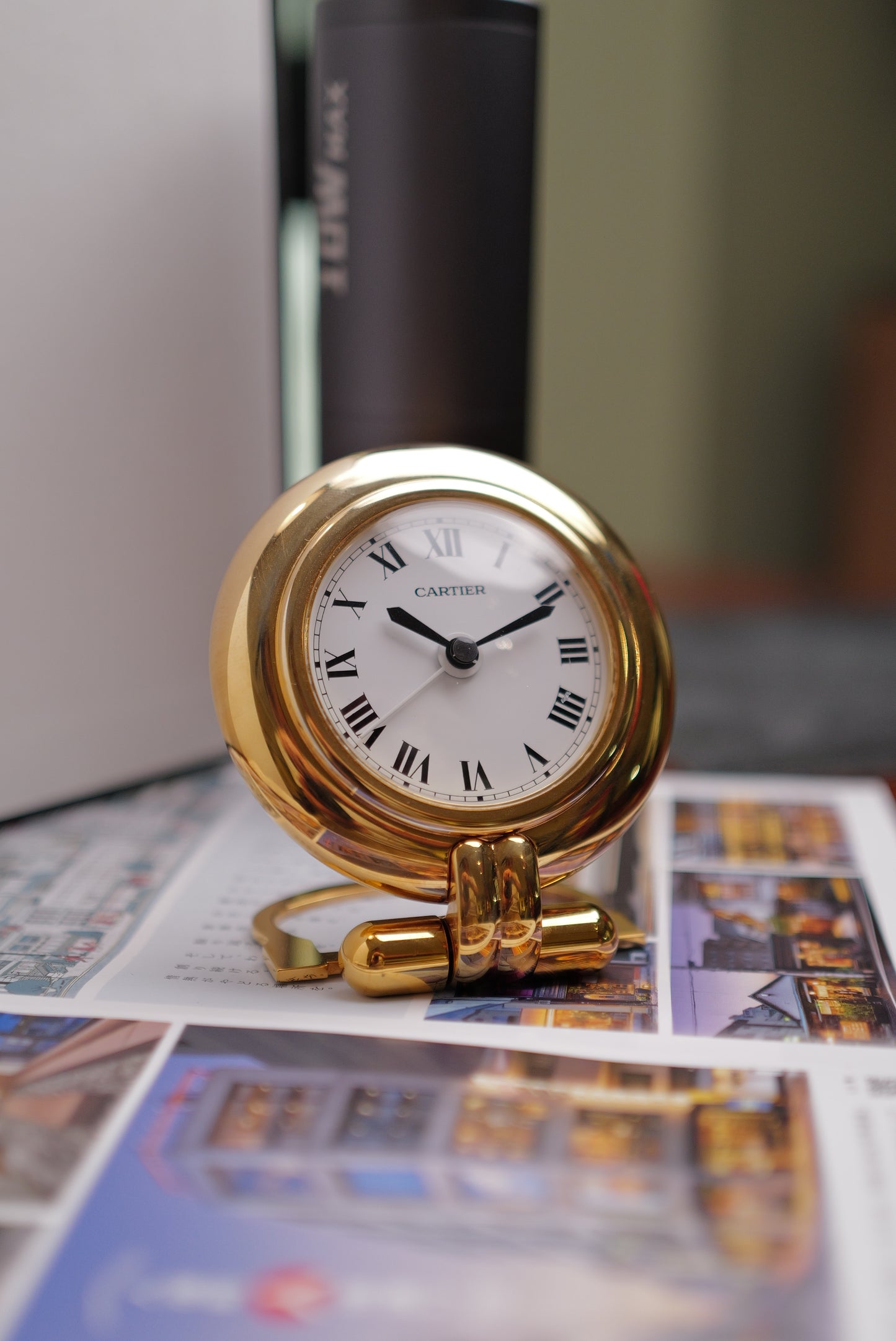 Cartier Colisee Folding Desk Travel Alarm Clock Circa. 1990s