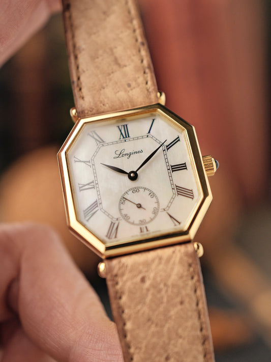 Longines “Octagon” Mother-Of-Pearl Roman Dial w/ Box Ref. 3209 (circa 1980s)