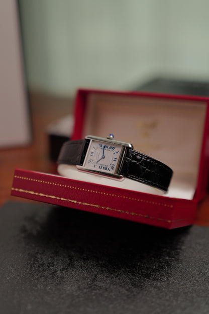 Must De Cartier Tank "Rhodium" Circa. 1980s w/box