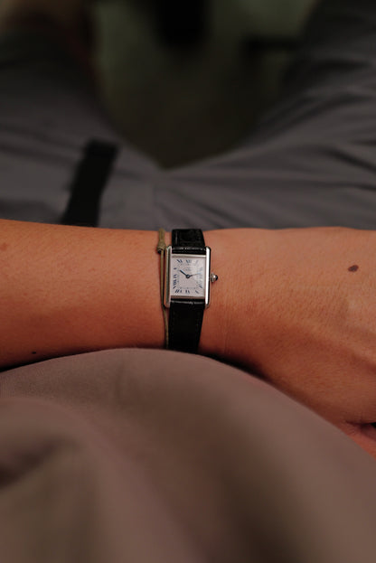 Must De Cartier Tank "Rhodium" Circa. 1980s w/box