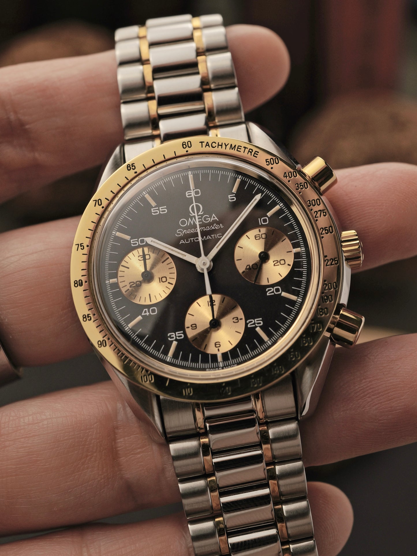 Omega Speedmaster Automatic “Reduced” Steel + 18K Gold FULL SET Ref. 175.0033 (circa 1990s)