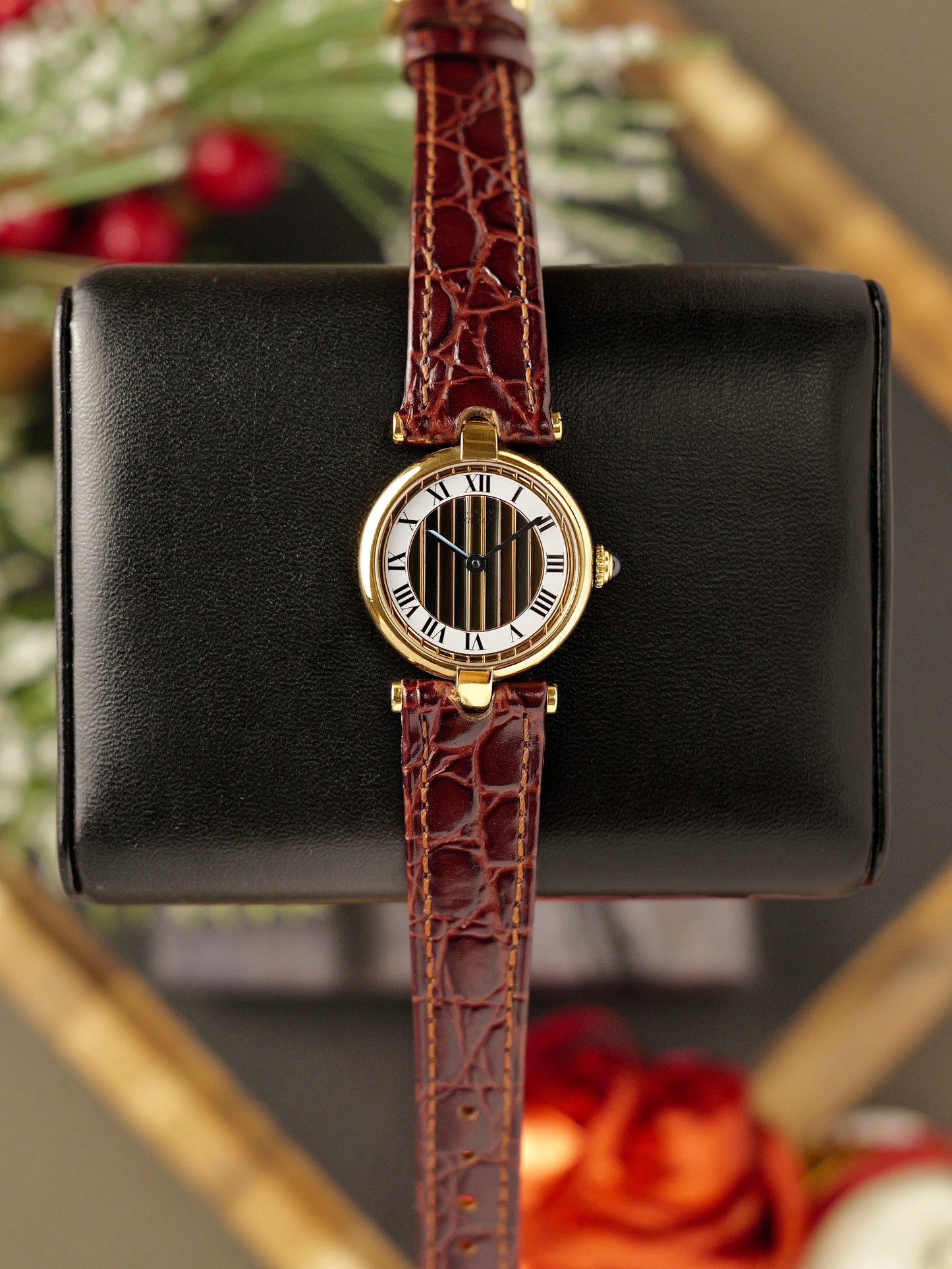 Cartier Vendôme Vermeil “Trinity Dial” Small Ref. 590004 w/ Pouch and Papers (circa 1991)