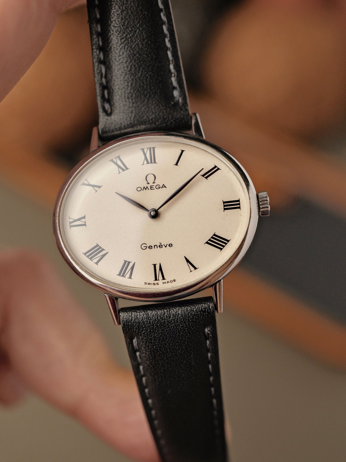 Omega Geneve WG Plated Oval Matte Eggshell Dial Ref. 511.417 (circa 1973)