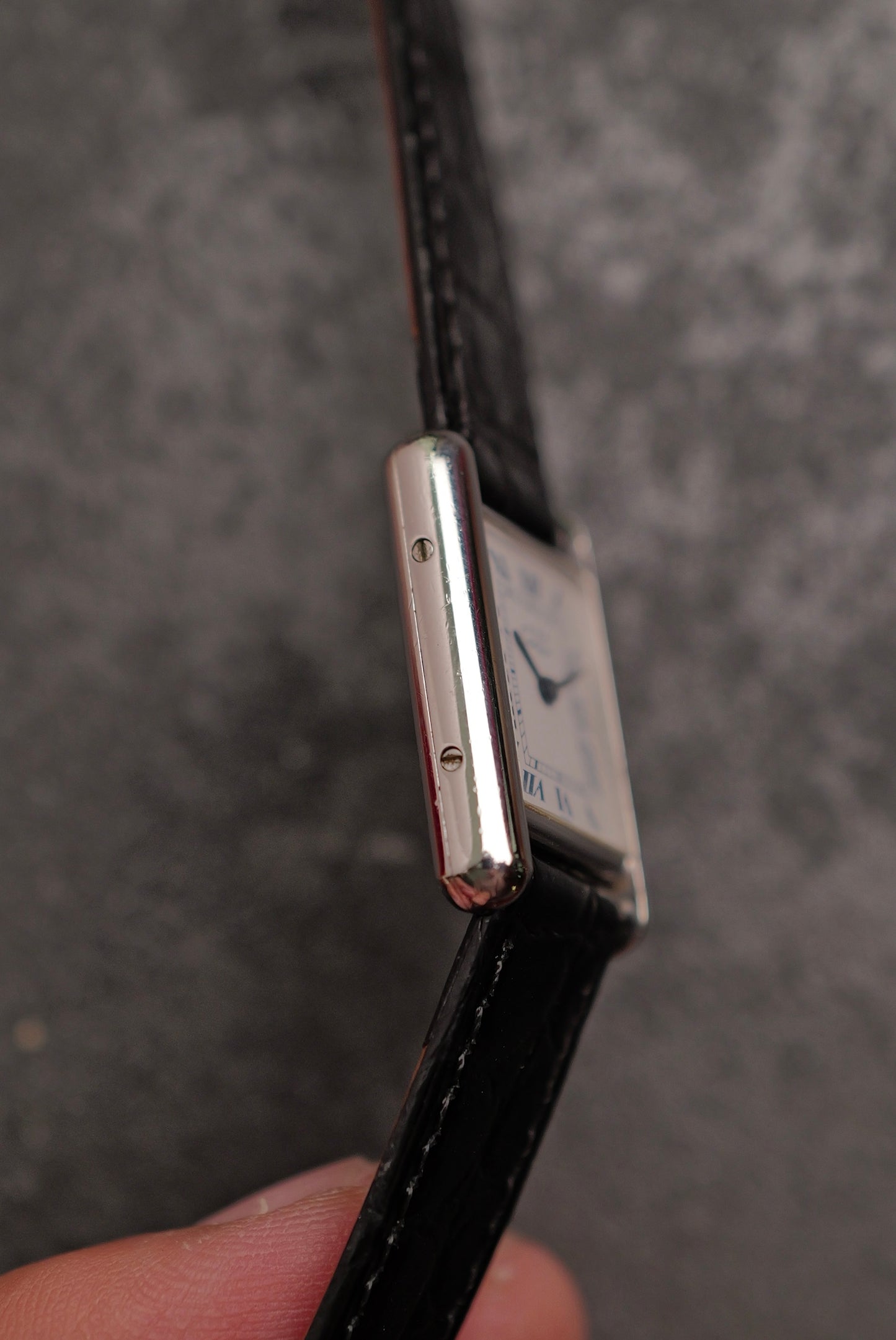 Must De Cartier Tank "Rhodium" Circa. 1980s w/box