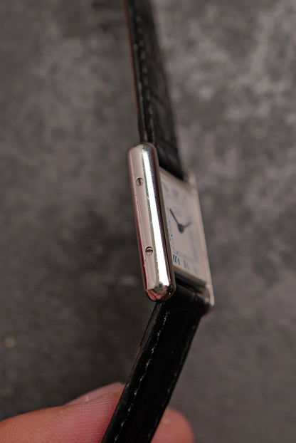 Must De Cartier Tank "Rhodium" Circa. 1980s w/box