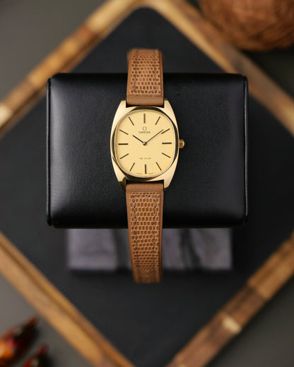 Omega De Ville “Tonneau Ellipse” Champagne Dial w/ Box & Papers Ref. 111.0131 (circa 1978)