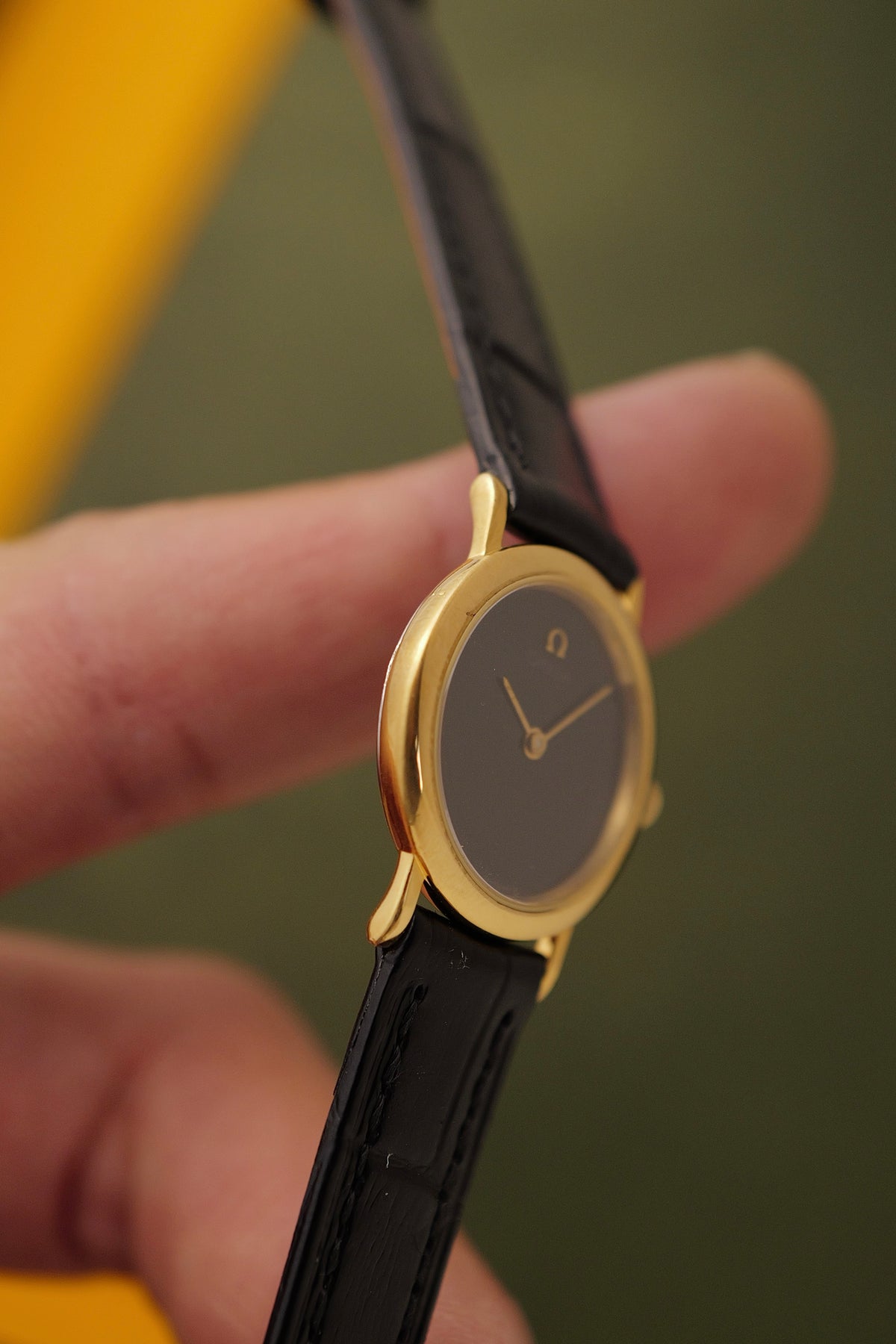 Omega De-ville "Onyx" on strap Circa. 1990s