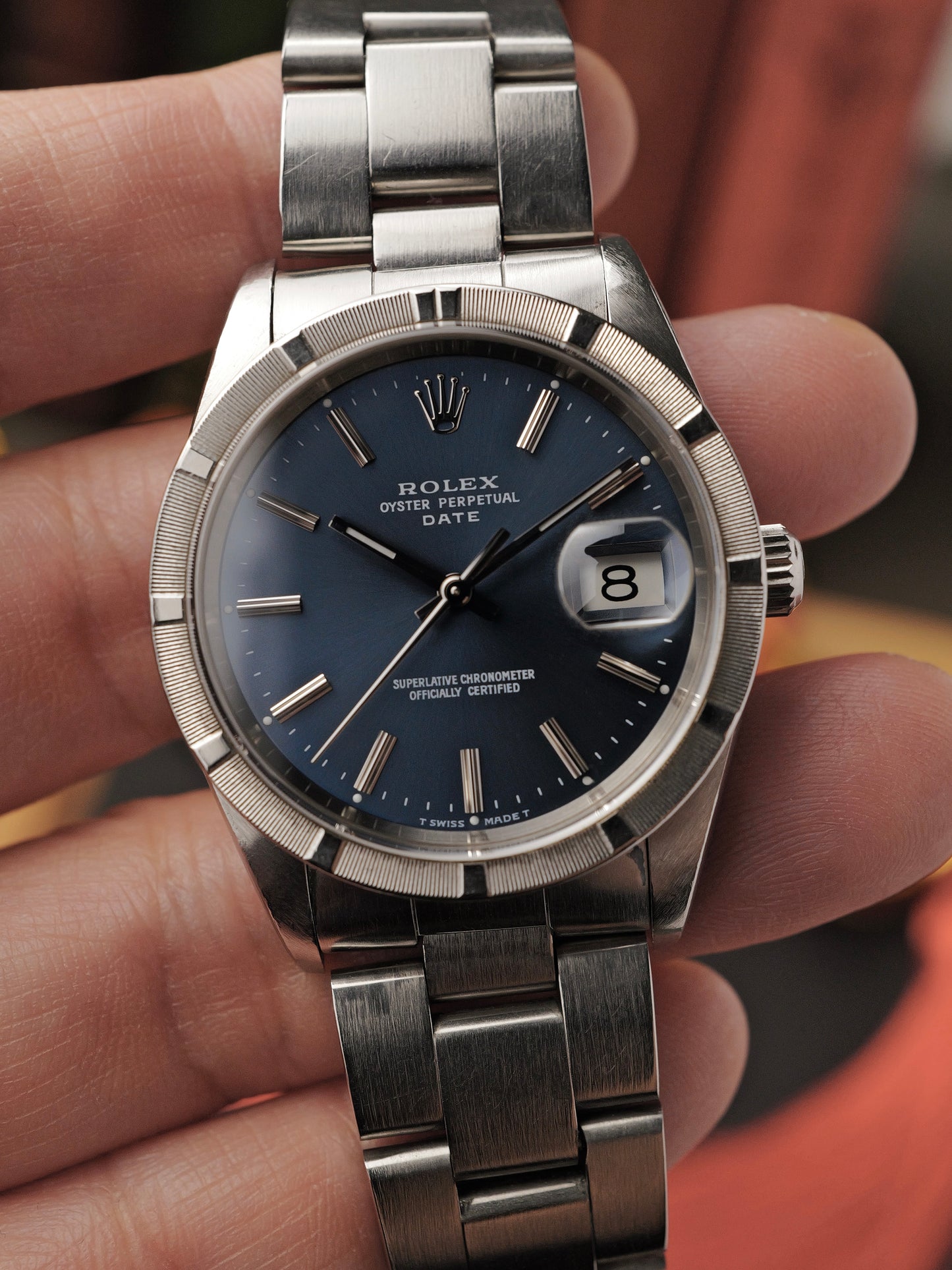 Rolex Oyster Perpetual Date “Blue Sunburst” w/ Box & Papers Ref. 15210 (circa 1993/4)