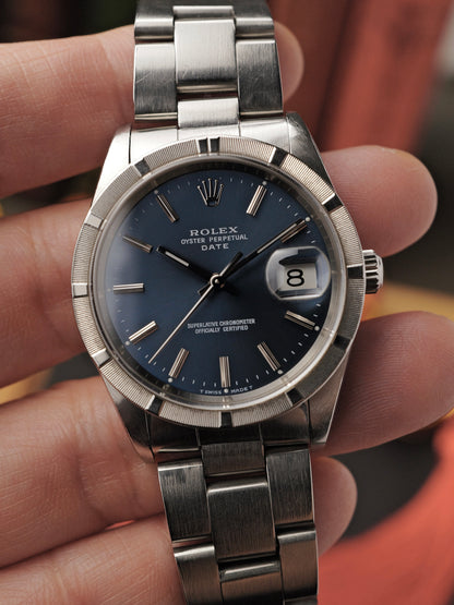 Rolex Oyster Perpetual Date “Blue Sunburst” w/ Box & Papers Ref. 15210 (circa 1993/4)