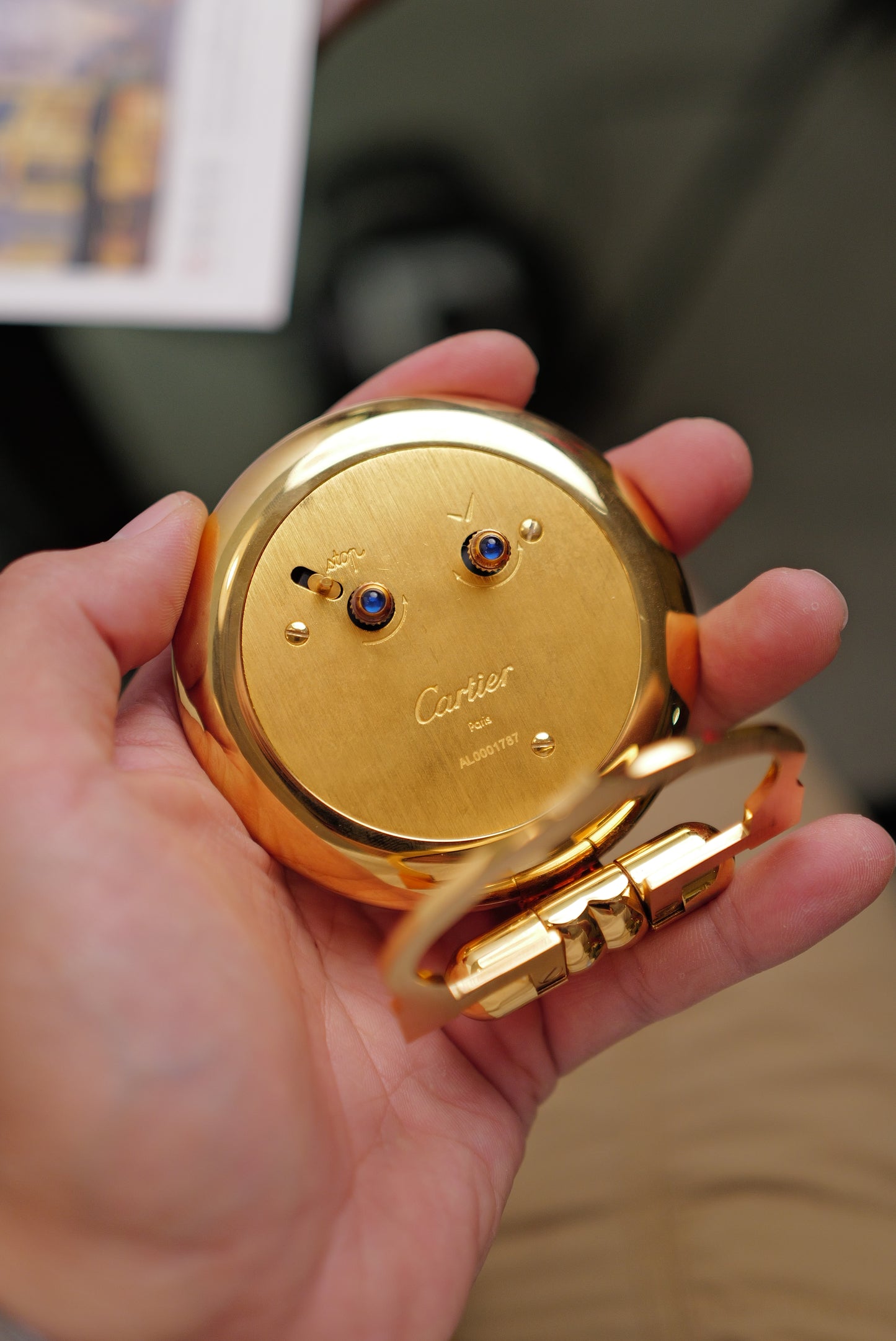 Cartier Colisee Folding Desk Travel Alarm Clock Circa. 1990s