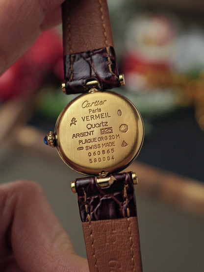 Cartier Vendôme Vermeil “Trinity Dial” Small Ref. 590004 w/ Pouch and Papers (circa 1991)