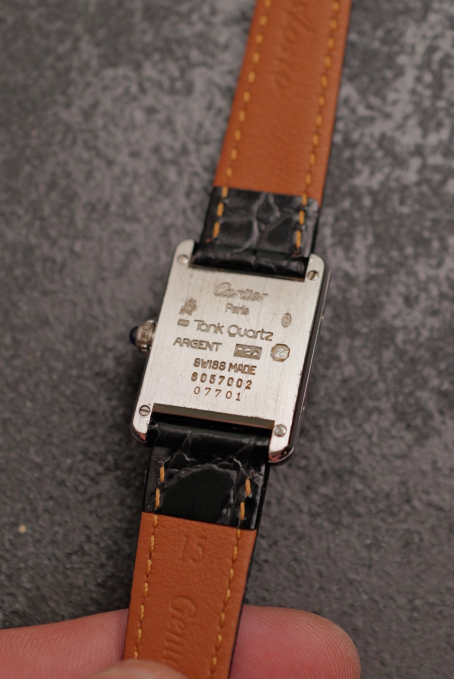 Must De Cartier Tank "Rhodium" Circa. 1980s w/box