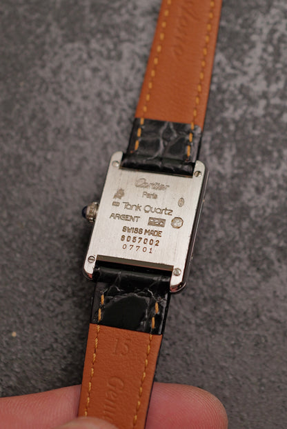 Must De Cartier Tank "Rhodium" Circa. 1980s w/box