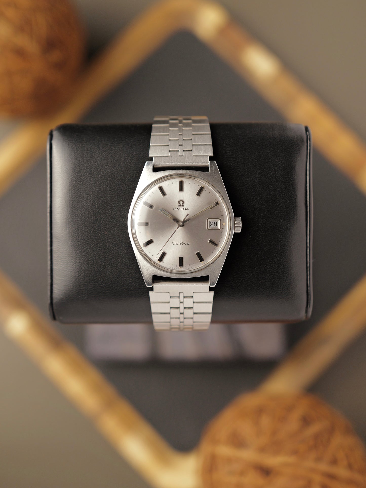 Omega Geneve Date Cushion-Tonneau Silver Domed Dial Ref. 136.041 (circa 1969)