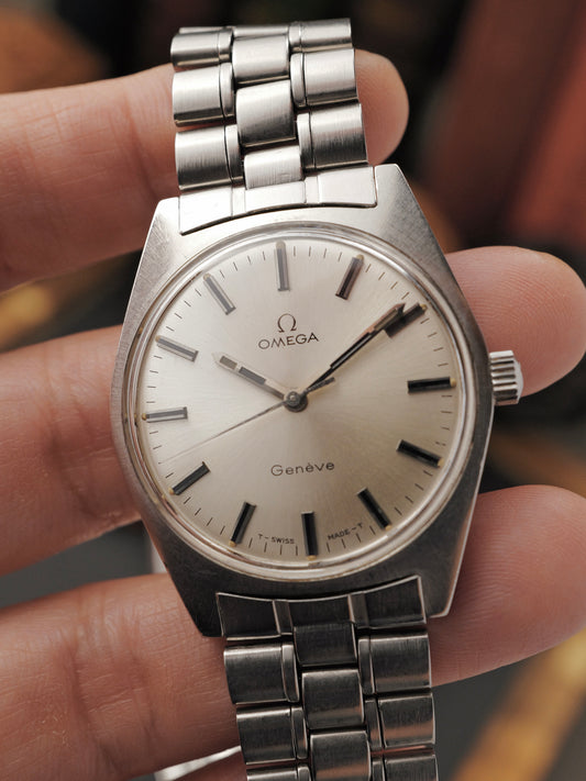 Omega Genève “Silver Tonneau" with Bracelet Ref. 135.041 (circa 1970)