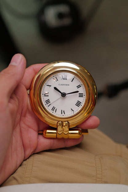 Cartier Colisee Folding Desk Travel Alarm Clock Circa. 1990s