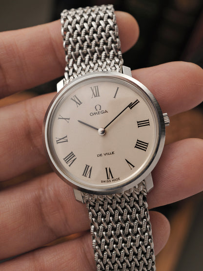 Omega De Ville “Eggshell Roman” Dial w/ Woven Bracelet Ref. 111.077 (circa 1970)