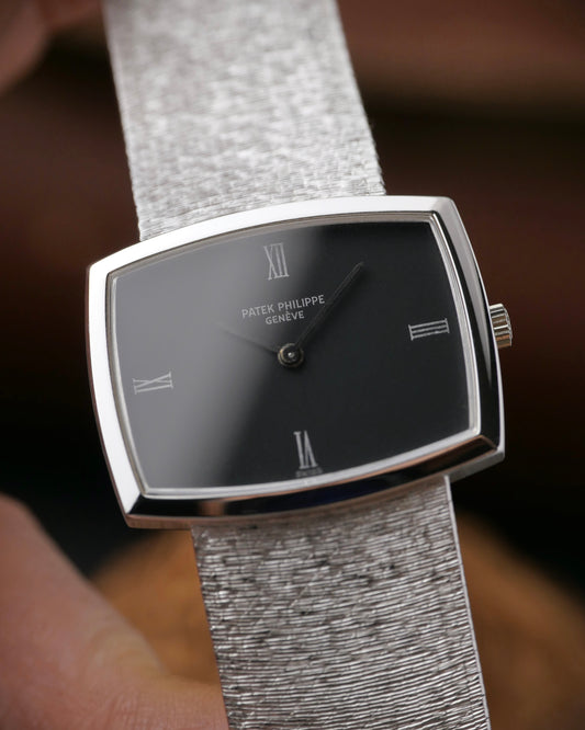 Patek Philippe 18K White Gold TV Case Integrated Bracelet Ref. 3528/1 (circa early 1970s)