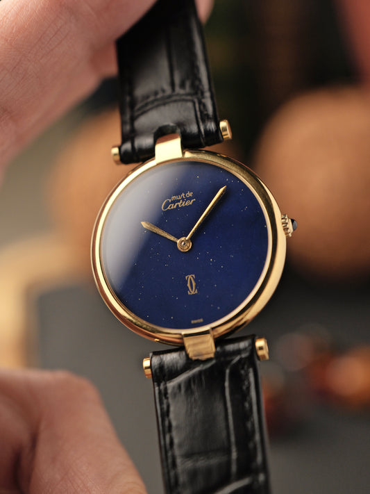 Cartier Vendôme Vermeil Blue Stardust Dial Ref. 590003 (circa 1990s)