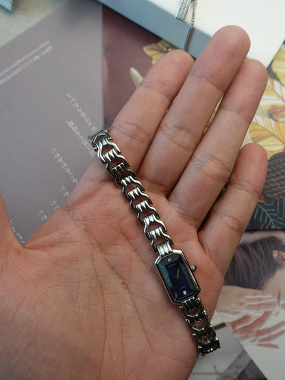 80s Citizen Slyph faceted glass sunburst blue dial