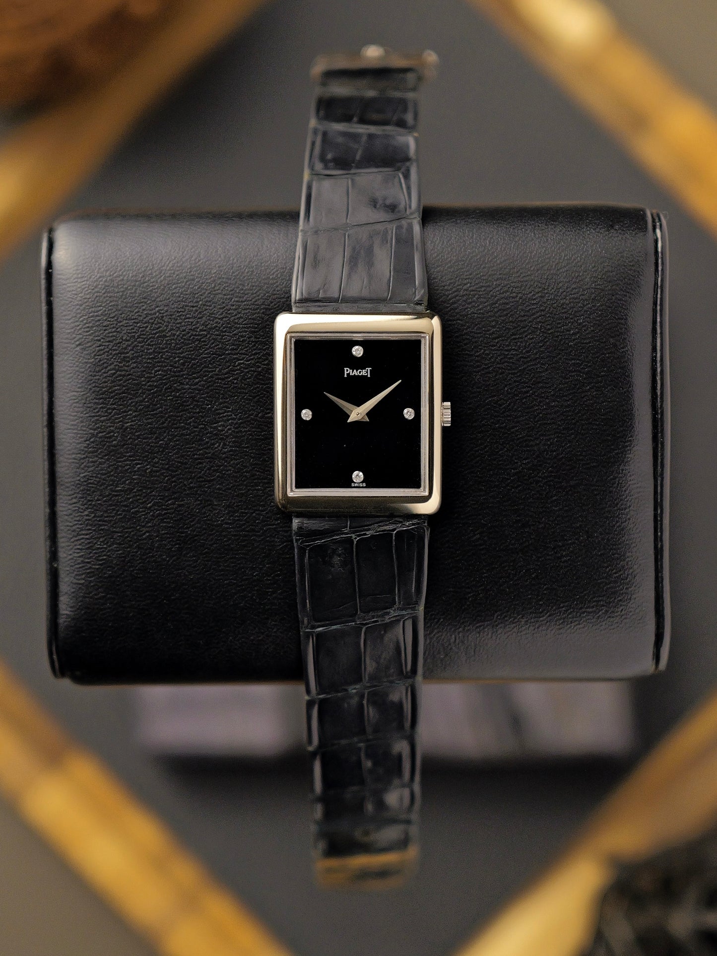 Piaget Protocole Onyx Diamond Dial 18K White Gold Ultra-Thin Ref. 9150 (Circa 1980s)