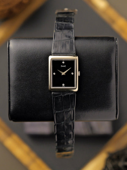 Piaget Protocole Onyx Diamond Dial 18K White Gold Ultra-Thin Ref. 9150 (Circa 1980s)