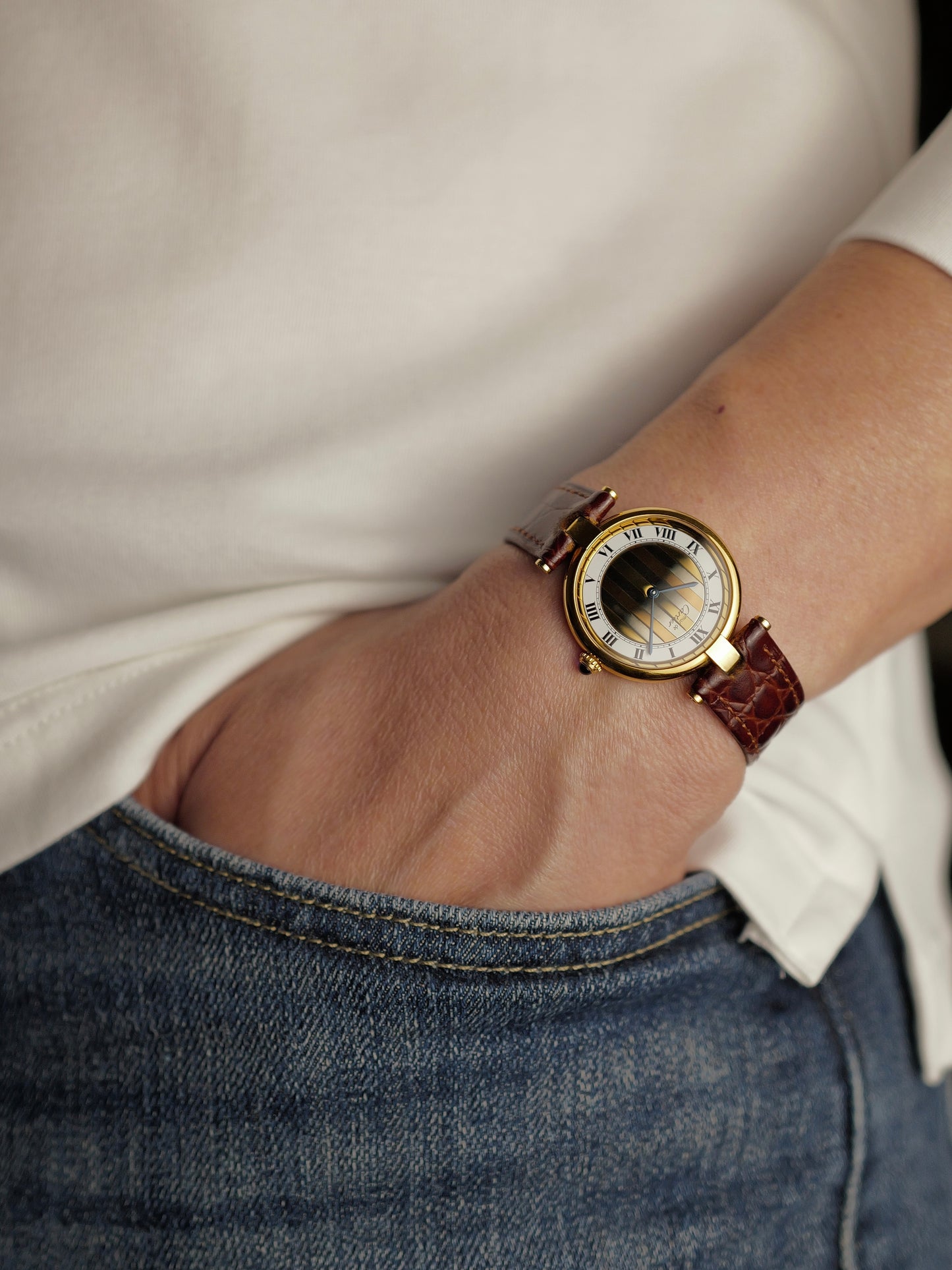 Cartier Vendôme Vermeil Trinity Dial Large Ref. 590003 (circa 1990s)